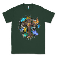 Sports Green cross with butterflies cowhide background Classic Tee - BarkalooDesign