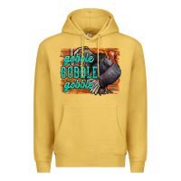 Antique Gold Thanksgiving Turkey Gobble Gobble Premium Hoodie - NancyCooperArtShop