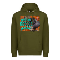 Army Green Thanksgiving Turkey Gobble Gobble Premium Hoodie - NancyCooperArtShop
