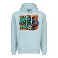 Blue Mist Thanksgiving Turkey Gobble Gobble Premium Hoodie - NancyCooperArtShop