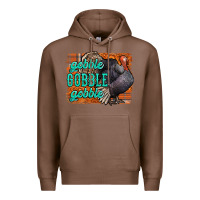 Chestnut Thanksgiving Turkey Gobble Gobble Premium Hoodie - NancyCooperArtShop