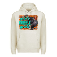 Oatmeal Heather Thanksgiving Turkey Gobble Gobble Premium Hoodie - NancyCooperArtShop