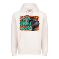 Pale Pink Thanksgiving Turkey Gobble Gobble Premium Hoodie - NancyCooperArtShop