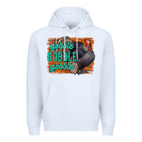 White Thanksgiving Turkey Gobble Gobble Premium Hoodie - NancyCooperArtShop