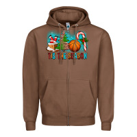 Chestnut Tis The Season Christmas With Basketball And Candy Cane Zipper Hoodie - FaDigitalArtStudio
