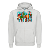Dove Grey Tis The Season Christmas With Basketball And Candy Cane Zipper Hoodie - FaDigitalArtStudio