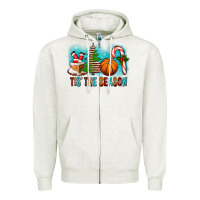 Oatmeal Heather Tis The Season Christmas With Basketball And Candy Cane Zipper Hoodie - FaDigitalArtStudio
