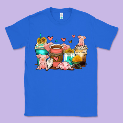 Pigs Coffee Cups Classic Tee Designed By Zillion Design Studio