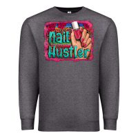 Charcoal Heather nail hustler serape leopard background Premium Sweatshirt - Artiststas