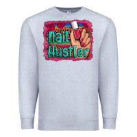 Heather Grey nail hustler serape leopard background Premium Sweatshirt - Artiststas