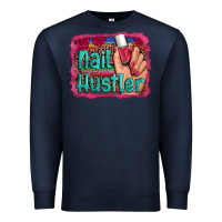 Navy nail hustler serape leopard background Premium Sweatshirt - Artiststas