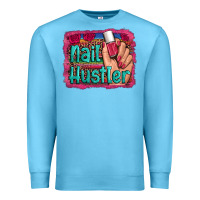 Ocean Blue nail hustler serape leopard background Premium Sweatshirt - Artiststas