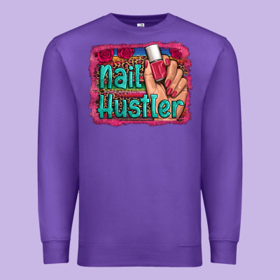 Nail Hustler Serape Leopard Background Premium Sweatshirt Designed By Artiststas