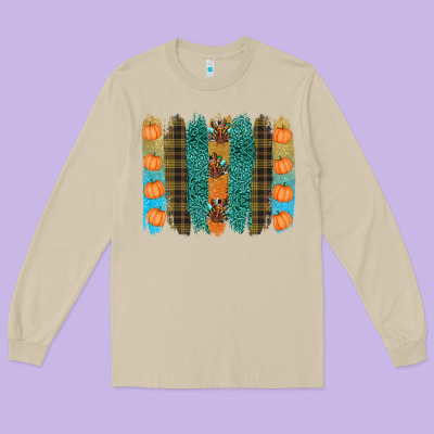 Thanksgiving Brushstrokes Long Sleeve Tee Designed By Ranaportraitstore