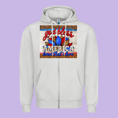 God Bless America Land That I Love Zipper Hoodie Designed By Hra Design Shop
