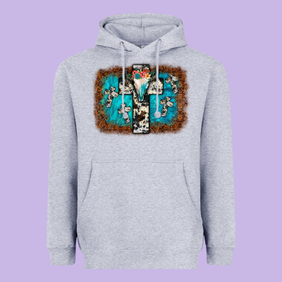 Bull Skull Cross Backgraund Heavyweight Hoodie Designed By Jahusdesignshop