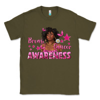 Army Green Breast Cancer Awareness with Afro Woman Classic Tee - texasbilliewilder