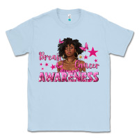 Dusty Blue Breast Cancer Awareness with Afro Woman Classic Tee - texasbilliewilder