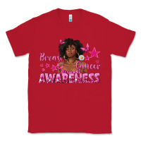 Red Breast Cancer Awareness with Afro Woman Classic Tee - texasbilliewilder