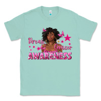 Seafoam Breast Cancer Awareness with Afro Woman Classic Tee - texasbilliewilder