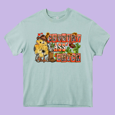 Country Ass Chick Heavy Core Tee Designed By Cowhidedigitalart