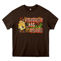 Chocolate Brown Country Ass Chick Heavy Core Tee - CowhideDigitalArt