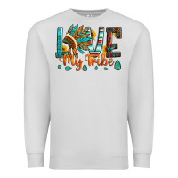 Dove Grey love my tribe native american indian headdress Premium Sweatshirt - Artiststas