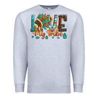 Heather Grey love my tribe native american indian headdress Premium Sweatshirt - Artiststas