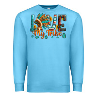 Ocean Blue love my tribe native american indian headdress Premium Sweatshirt - Artiststas