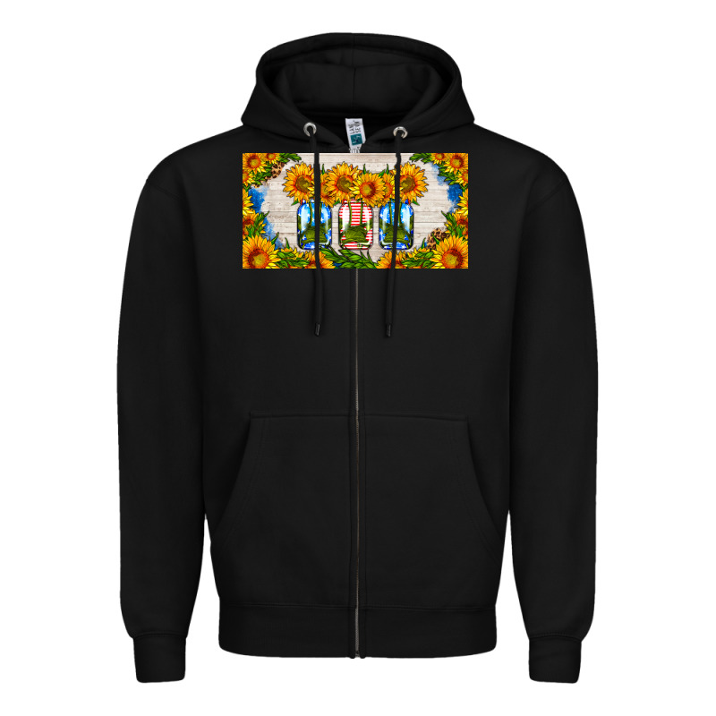 American Mason Jar Sunflower License Plate Zipper Hoodie by HRA Design Shop | Teevron