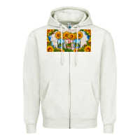 Oatmeal Heather american mason jar sunflower license plate Zipper Hoodie - HRA Design Shop