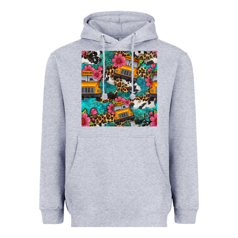 Western School Bus Seamless Pattern Heavyweight Hoodie by BundleAndBundleShop | Teevron