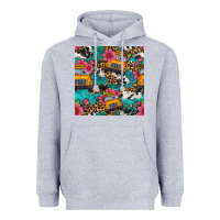 Heather Grey western school bus seamless pattern Heavyweight Hoodie - BundleAndBundleShop