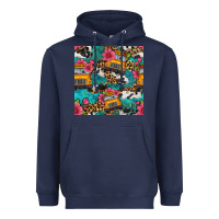 Navy western school bus seamless pattern Heavyweight Hoodie - BundleAndBundleShop