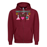 Burgundy phlebotomist tech Zipper Hoodie - CowhideDigitalArt