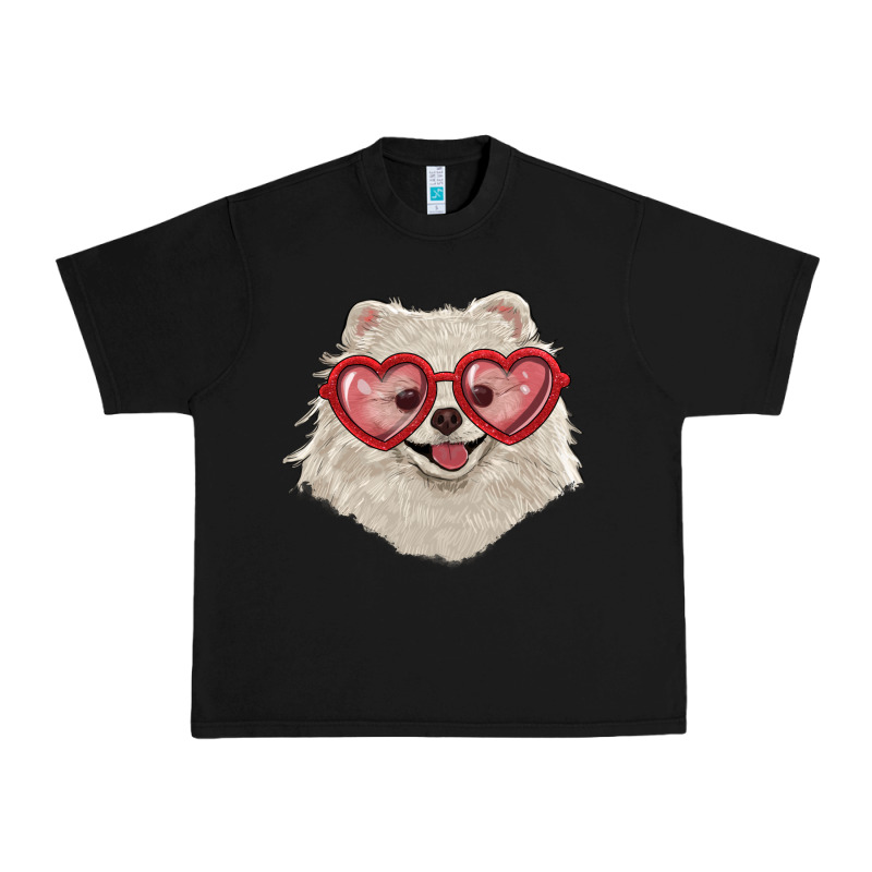 White Pomeranian With Love Glasses Urban Heavy Tee by RanaPortraitStore | Teevron