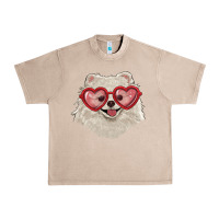 French Oak white pomeranian with love glasses Urban Heavy Tee - RanaPortraitStore