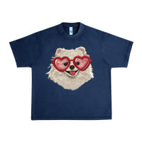 Navy white pomeranian with love glasses Urban Heavy Tee - RanaPortraitStore