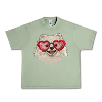 Oil Green white pomeranian with love glasses Urban Heavy Tee - RanaPortraitStore