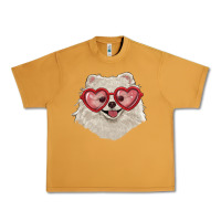 Peanut Butter white pomeranian with love glasses Urban Heavy Tee - RanaPortraitStore