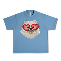 Pebble Blue white pomeranian with love glasses Urban Heavy Tee - RanaPortraitStore