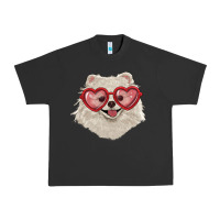 Pigment Black white pomeranian with love glasses Urban Heavy Tee - RanaPortraitStore