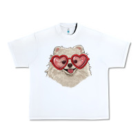 White white pomeranian with love glasses Urban Heavy Tee - RanaPortraitStore