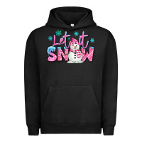 Pigment Black let it snow pink christmas snowman Urban Hoodie - MaliasSmallBusiness