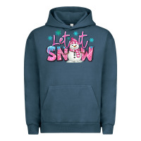 Pigment Midnight Navy let it snow pink christmas snowman Urban Hoodie - MaliasSmallBusiness