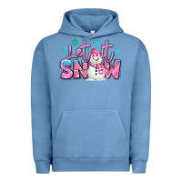 Pigment Pebble Blue let it snow pink christmas snowman Urban Hoodie - MaliasSmallBusiness