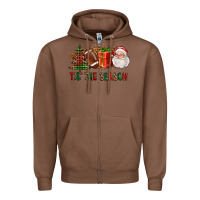 Tis The Season Christmas With Football And Santa Zipper Hoodie | Teevron