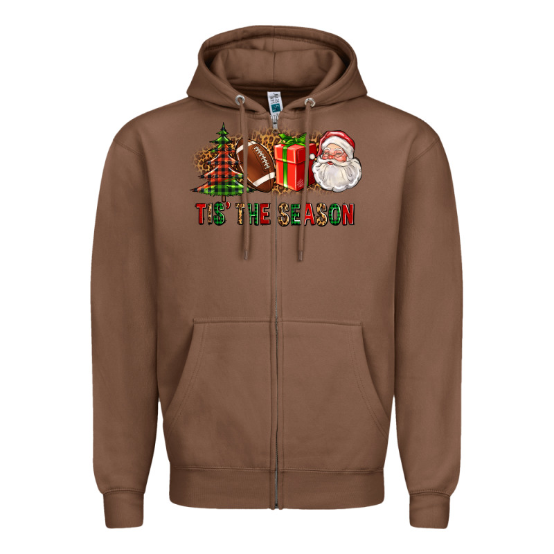 Tis The Season Christmas With Football And Santa Zipper Hoodie by FaDigitalArtStudio | Teevron