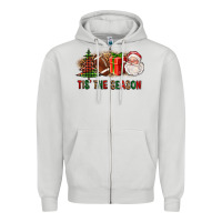 Dove Grey Tis The Season Christmas With Football And Santa Zipper Hoodie - FaDigitalArtStudio