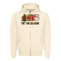 Sandshell Tis The Season Christmas With Football And Santa Zipper Hoodie - FaDigitalArtStudio
